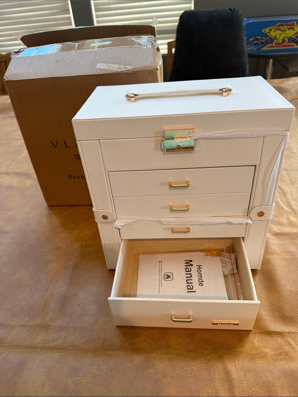 NIB VLANDO Large Jewelry Box, 6 Layer Storage Organizer, Removable Dividers